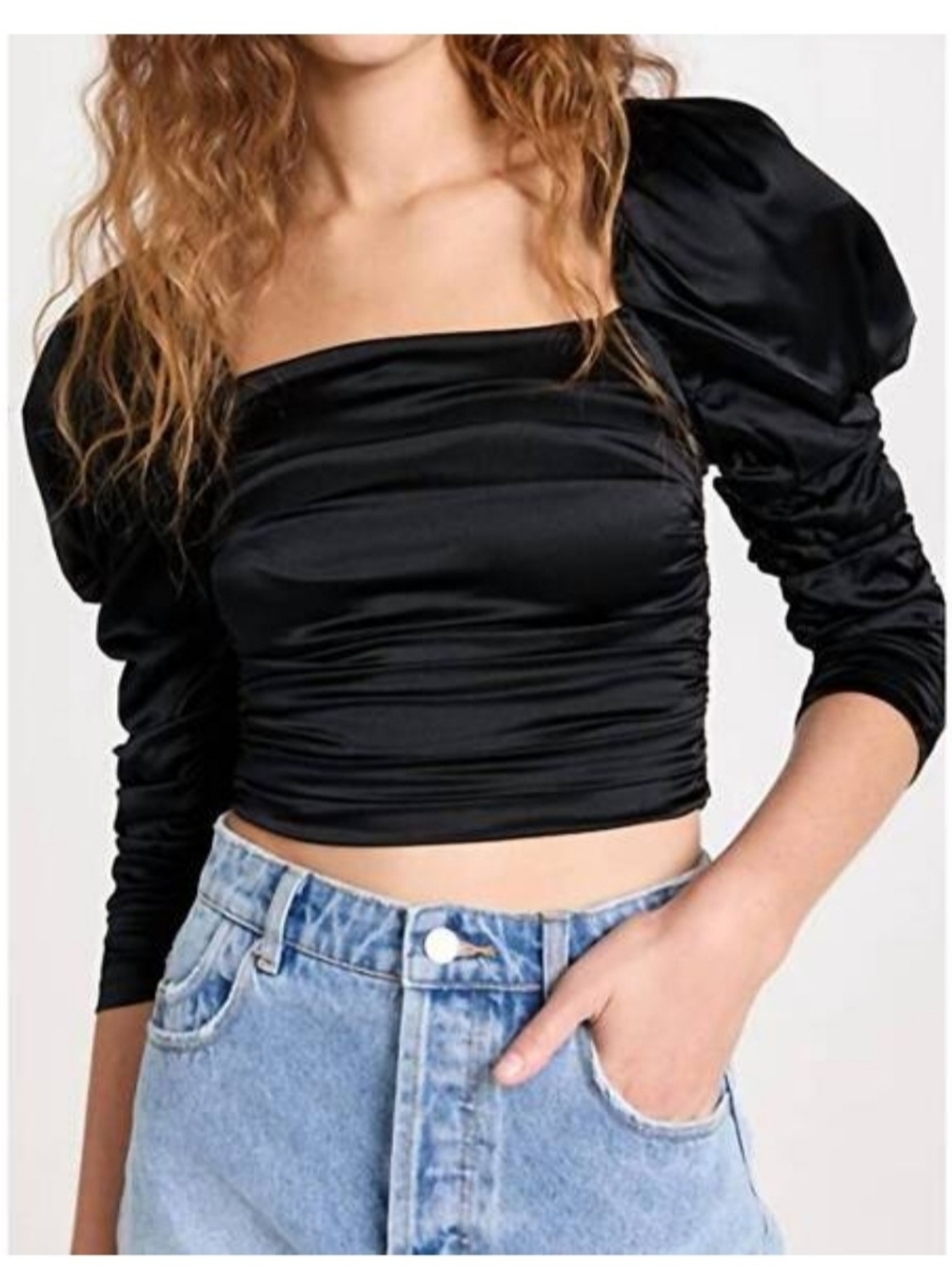 Alice + Olivia Katrice ruched puff-sleeve top size 0 $495 - Picture 9 of 16
